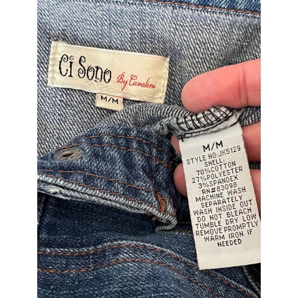 Ci Sono Medium Wash Snap Front Crop Denim Jacket - Picture 9 of 10